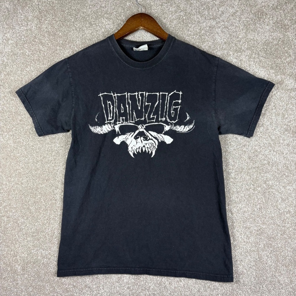 Vintage 2007 Danzig Band T Shirt Hanes Heavyweight Black Skull Graphic Mens S